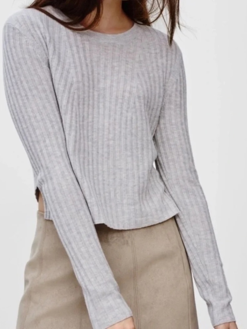 Babaton Aritzia Nathaniel Cropped Wool Blend Ribbed Knit Sweater Size Medium